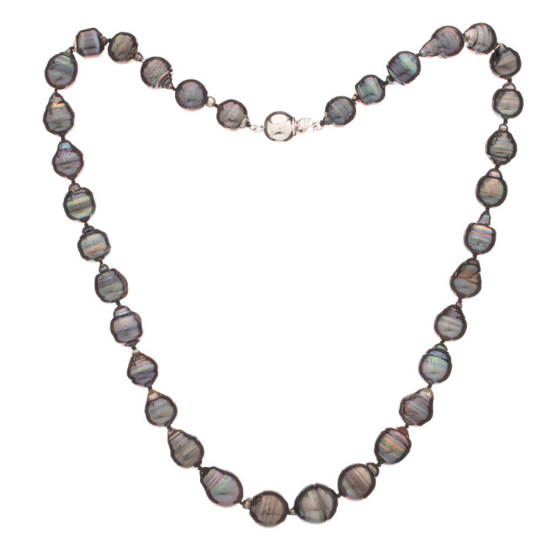 Halskette Tahiti D15 - Farbe: Dunkel, Edelmetall: Rhodiniertes Silber (925), Länge der Halskette: 44 cm