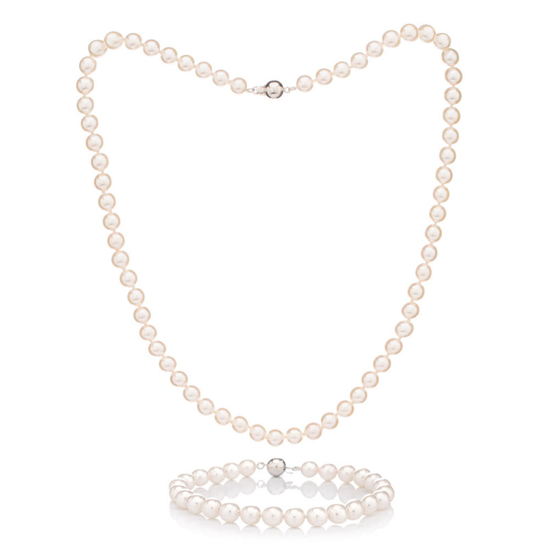 Akoya 6 AA Perlen Armband und Halskette Set