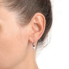 Silberne Ohrringe Spark mit Perle und böhmischem Granat