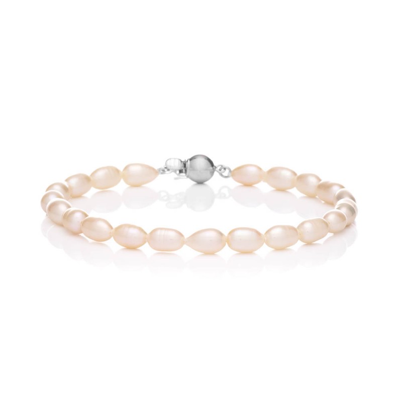 White Oval Pearl Bracelet 5.5 AA