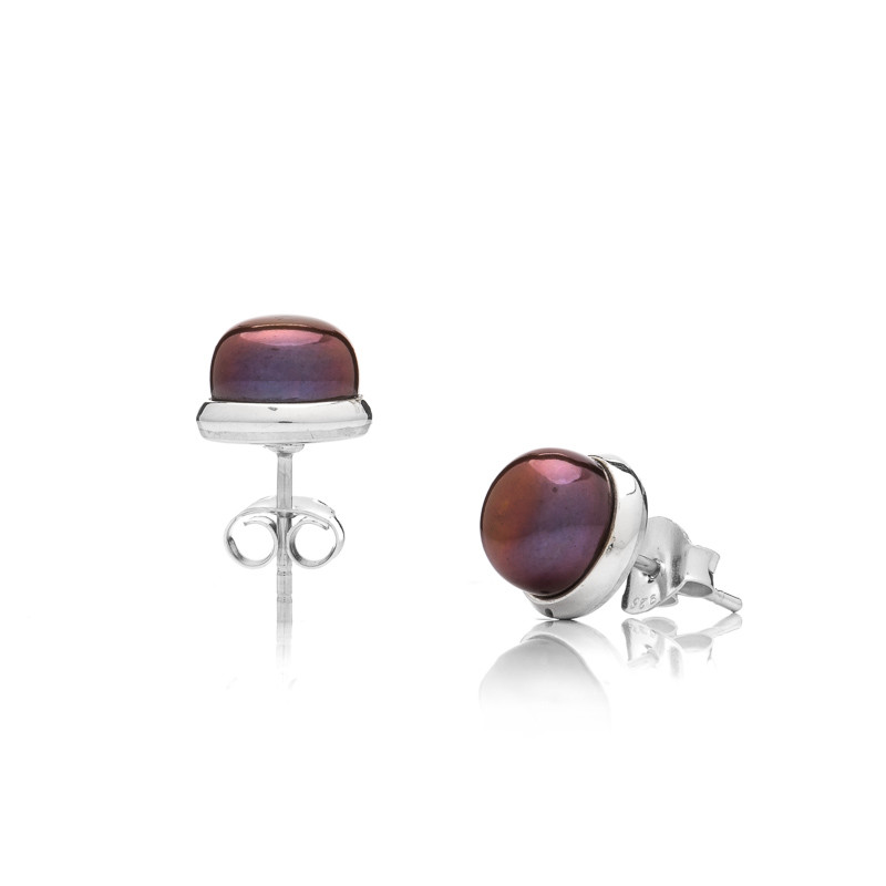 Stud earrings Buka small - dark pearl - Colour: Dark, Precious metal: Sterling silver (925)