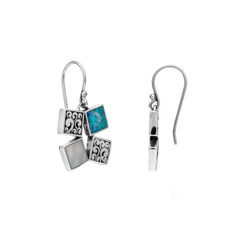 Silberne Hängeohrringe Belah mit Opal - Edelmetall: Sterlingsilber (925)