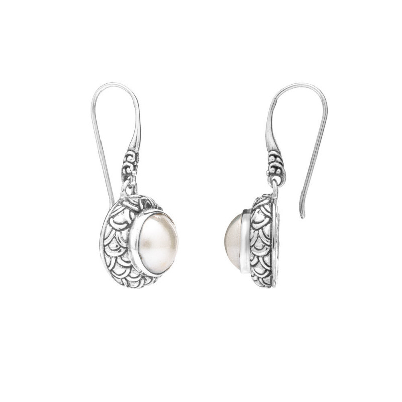 Perlenohrringe Mata Hari - Farbe: Weiß, Edelmetall: Sterlingsilber (925)