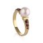 Anillo Rubina chapado en oro con perla y granates checos - Tamaño del anillo: 54