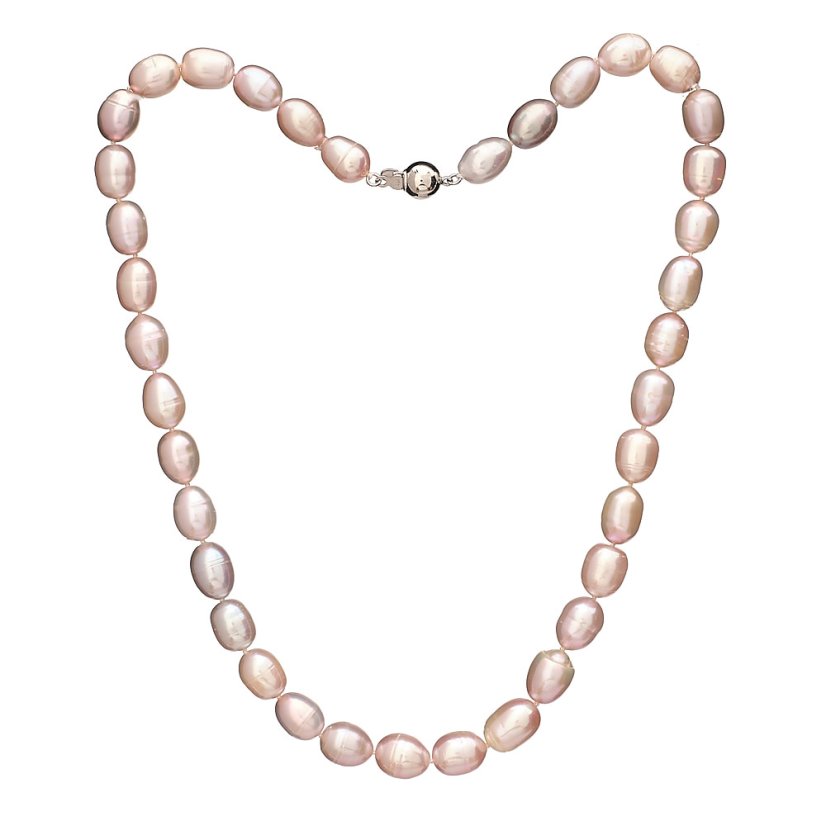 Colier cu perle Oval 9,5 AA roz