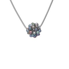 Dark Pearl Ball Pendant 13 mm with Snake Chain