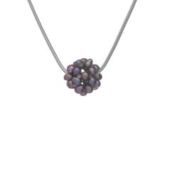 Dark Pearl Ball Pendant 13 mm with Snake Chain