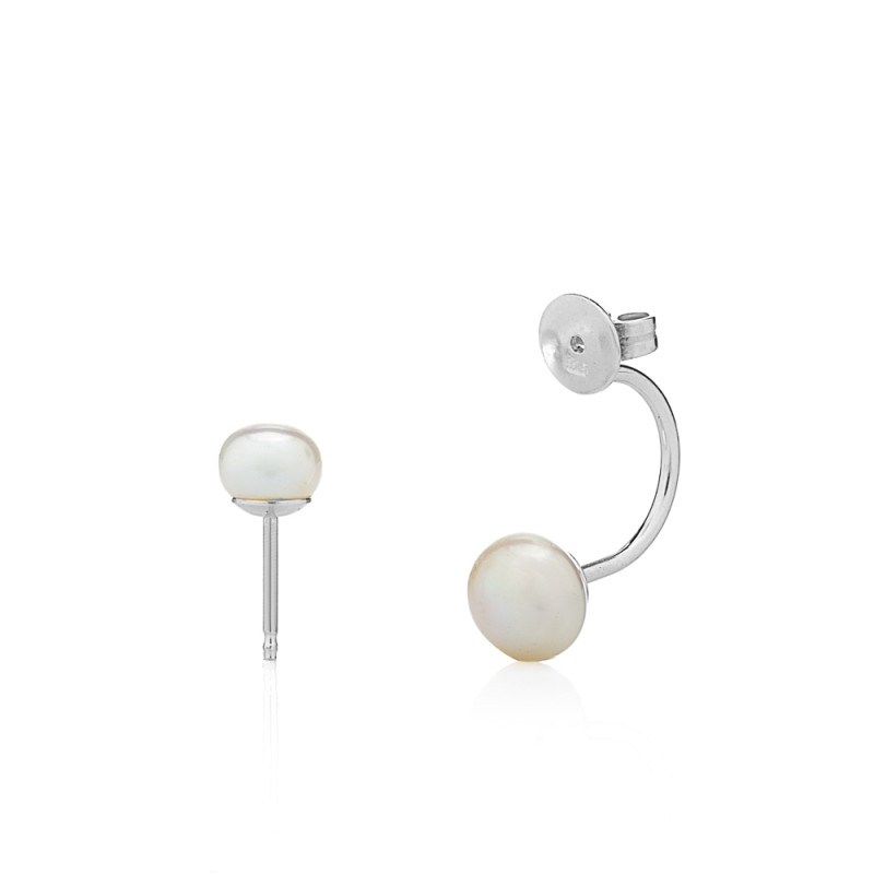 Cercei cu perle Double studs - Metal prețios: Argint sterling (925)