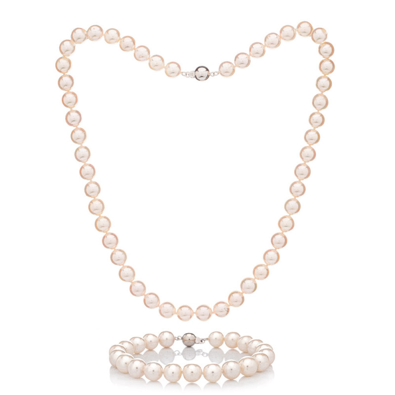 Set colier și brățară cu perle Akoya 8 AAA+
