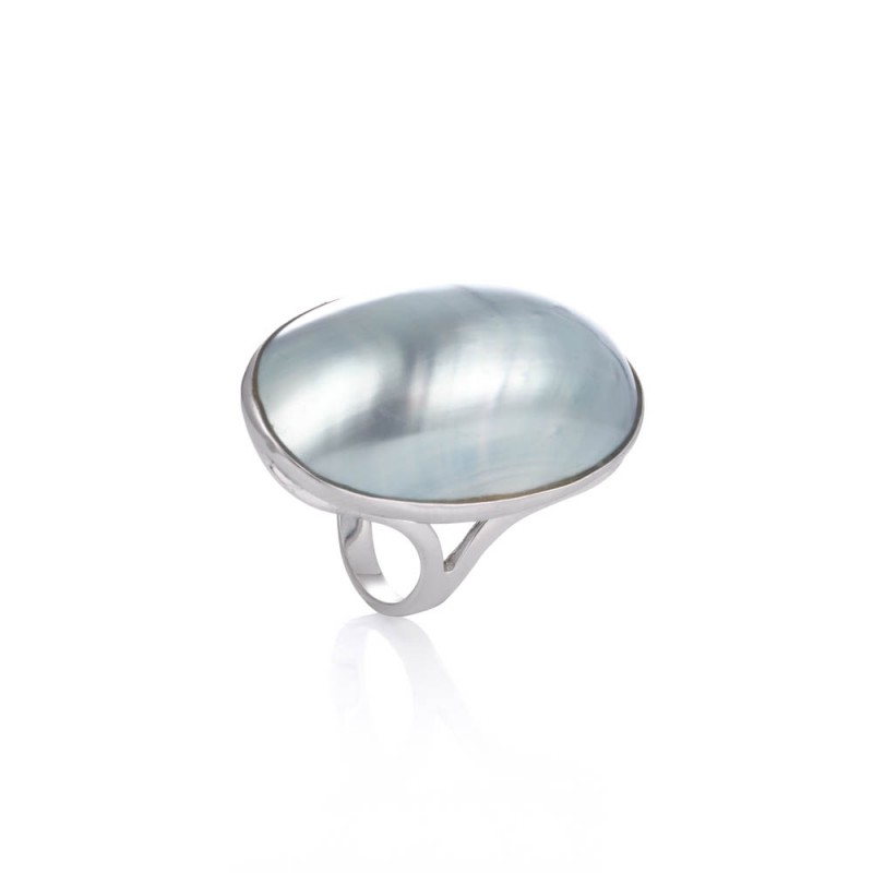 Ring Mabe blue - large - Colour: Blue, Precious metal: Sterling silver (925), Ring size: 54