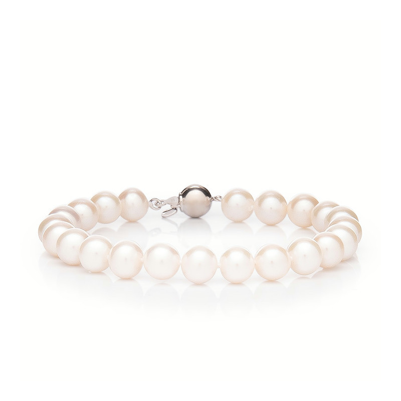 Perlenarmband 7,5 AA - Farbe: Weiß, Edelmetall: Rhodiniertes Silber (925), Länge des Armbands: 19 cm