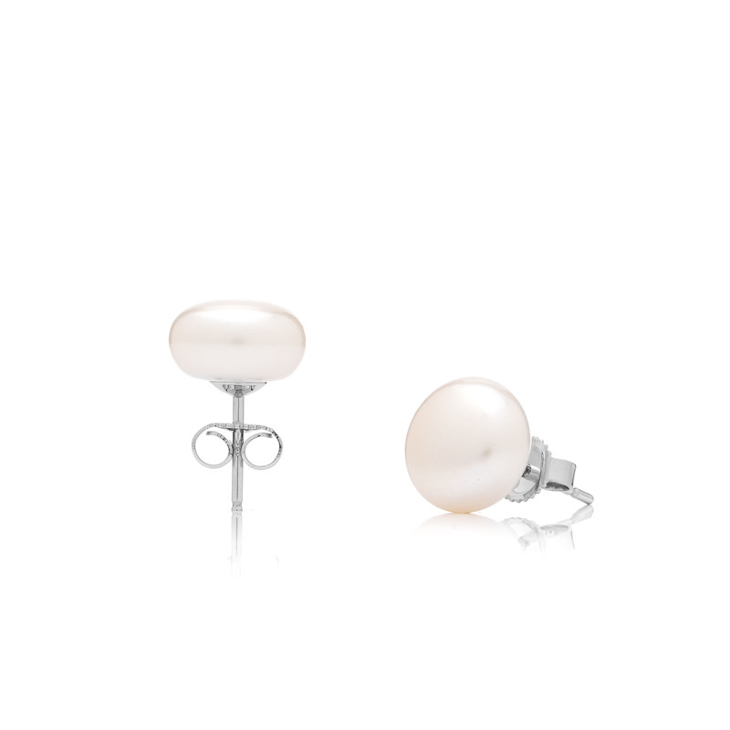 Pearl Stud Earrings 8 AA - Colour: White, Precious metal: Rhodium-plated silver (925)
