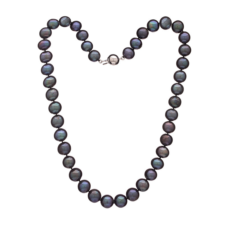 Colier de perle Mutiara 9,5 A+ închis - Culoare: Închisă, Metal prețios: Argint rodiat (925), Lungimea colierului: 45 cm