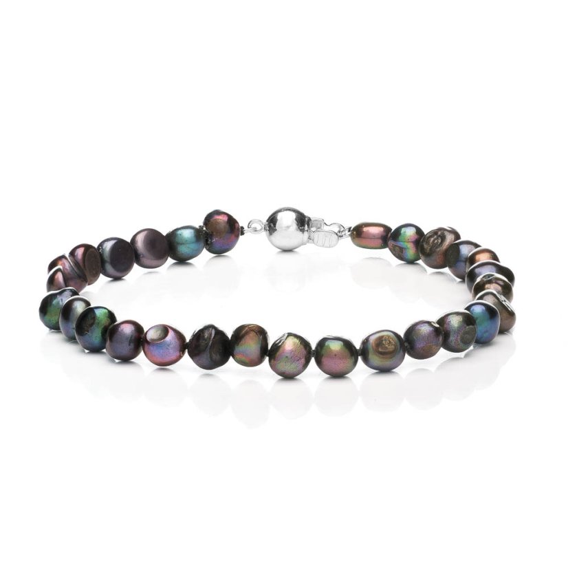 Perlenarmband 6 mm – dunkle Nugget-Perlen