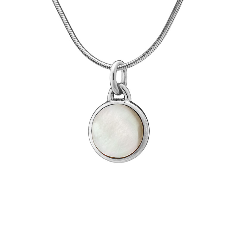 Silber-Anhänger mit Perlmutt - Farbe: Weiß, Edelmetall: Sterlingsilber (925)