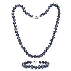 Pearl jewelry set necklace and bracelet 7.5 AA dark