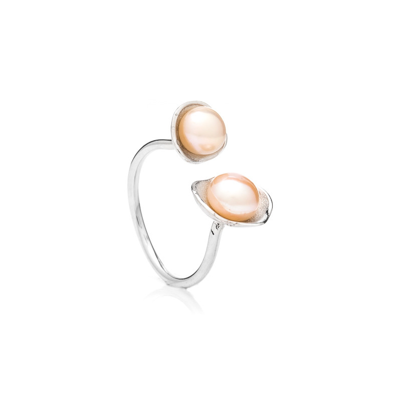 Ring Lotus -rosa - Farbe: Rosa, Edelmetall: Sterlingsilber (925), Ringgröße: 54