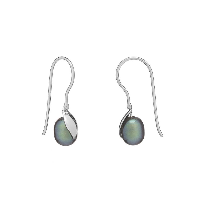Dew pearl earrings – dark pearl