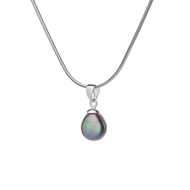 Anhänger mit Tropfen-Tahitiperle 10 C - Farbe: Dunkel, Edelmetall: Rhodiniertes Silber (925) Anhänger mit Tropfen-Tahitiperle 10 C - Farbe: Dunkel, Edelmetall: Rhodiniertes Silber (925)