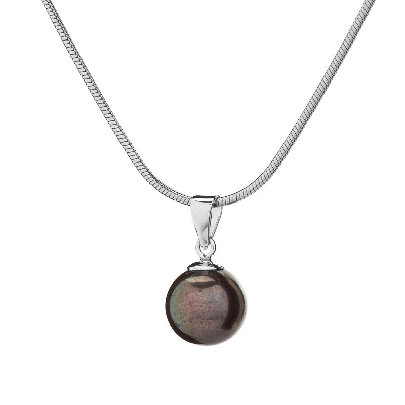 Freshwater Pearl Pendant 8 AAA - Colour: Dark, Precious metal: Rhodium-plated silver (925)