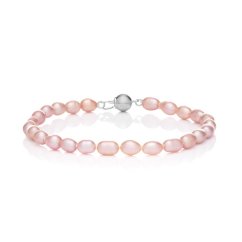 Brățară cu perle ovale roz 5,5 mm