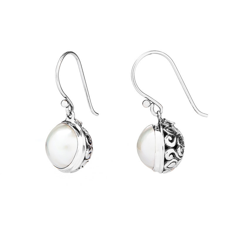Java Perlenohrringe - Farbe: Weiß, Edelmetall: Sterlingsilber (925)