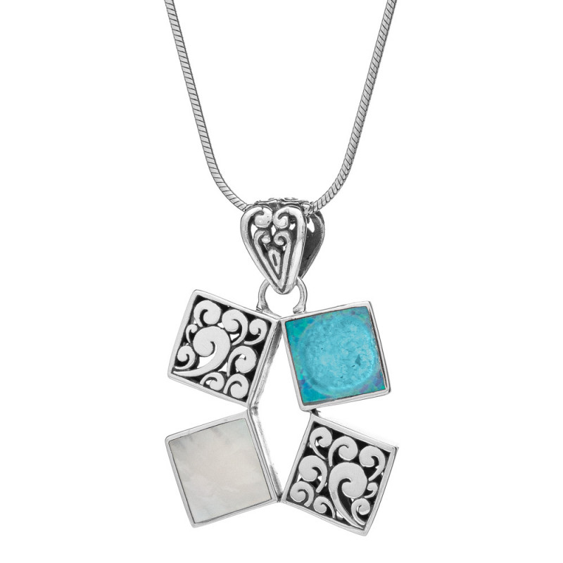 Pendant Belah with opal and nacre - Precious metal: Sterling silver (925)
