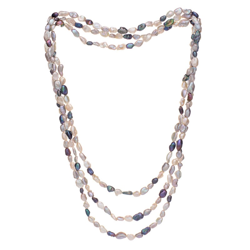 Lange Keshi-Perlenkette Multicolor