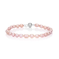 Rosafarbenes Perlenarmband Oval 5,5 mm