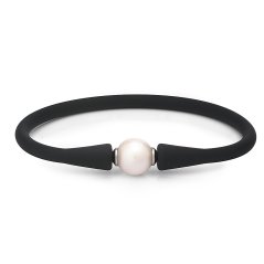 Silikonarmband schwarz mit weißer Perle