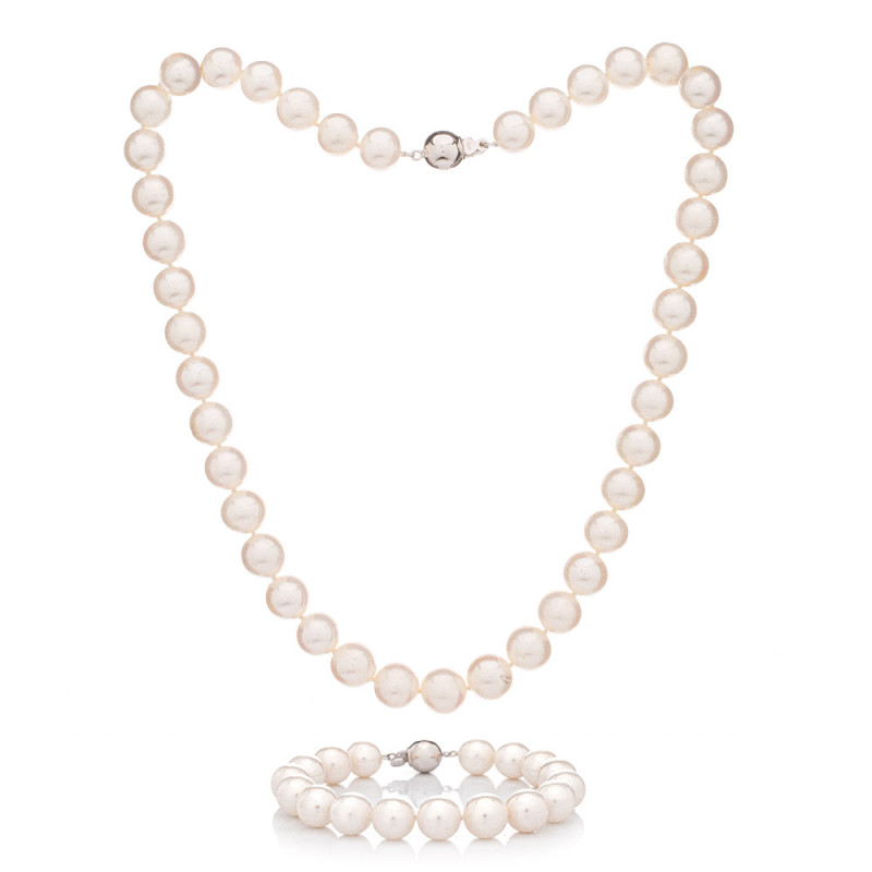 Perlenset Mutiara 9 AAA (PerlenArmband und PerlenHalskette) – weiss