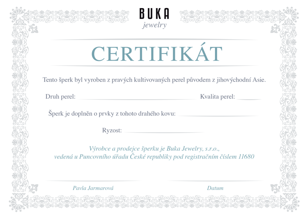 Certifikát Buka Jewelry