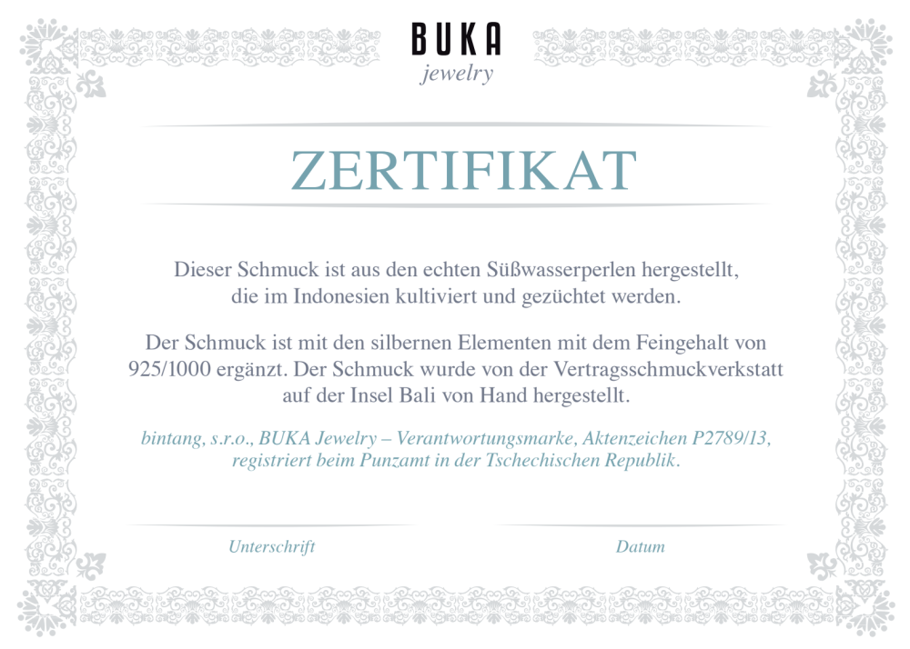 Buka Jewelry Zertifikat